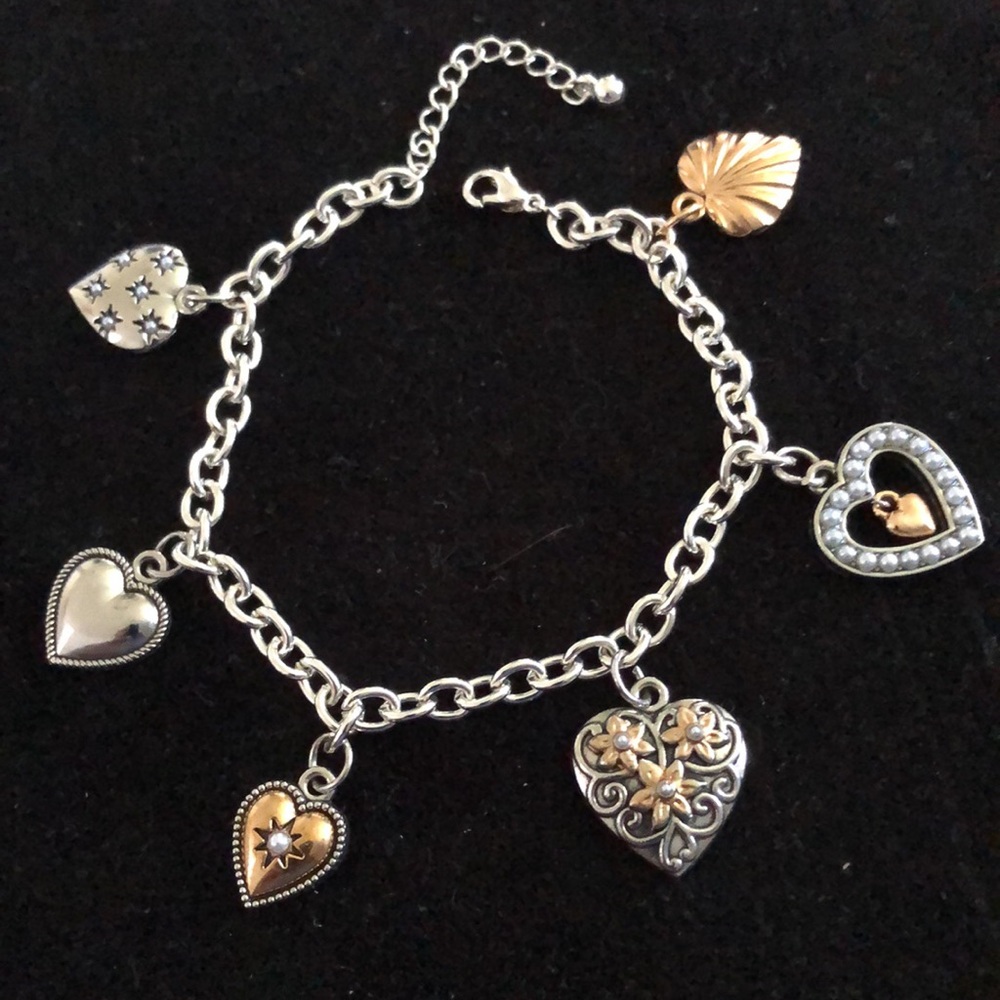 Elegant Silver and Gold Heart Charm Bracelet